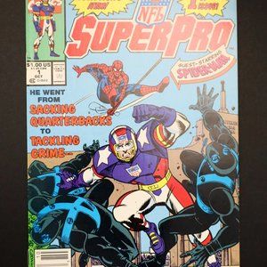 NFL SuperPro #1 NM 1991 Spider-Man (Marvel Comic Books) Newsstand Edition